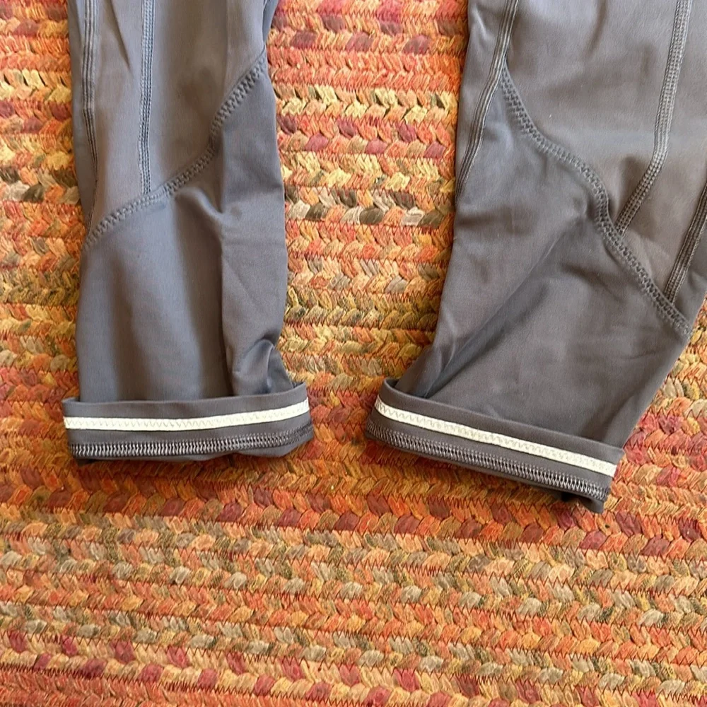 LULULEMON GREY CROP RUN ATHLETIC LEGGINGS